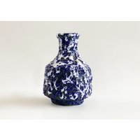 Mid Century Es Keramik Blau/ Weiß Fat Lava Vase - Keramik, Germany 60Er von 1001vintage