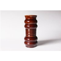 Modernist West German Brown Glossy Vase - Klein 70Er von 1001vintage