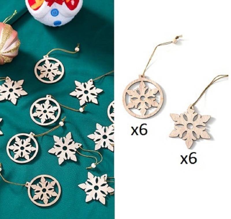 101DIYStudio Hänge-Weihnachtsbaum Weihnachtsdeko Holzscheibe, Weihnachtsbaum Holzanhänger (12er-Set), Weihnachtsdeko Baumschmuck von 101DIYStudio