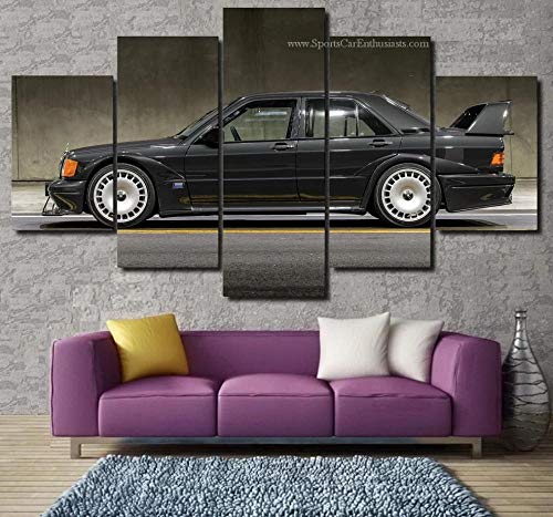 104Tdfc 3D Bilder Leinwandbilder 5 Teile XXL Mercede Bencar 190E EVO II 5 Teilig Bilder - Leinwand Bilder - Wandbilder XXL - Kunstdruck auf Leinwand - Wandkunst - für Zuhause Büro von 104Tdfc