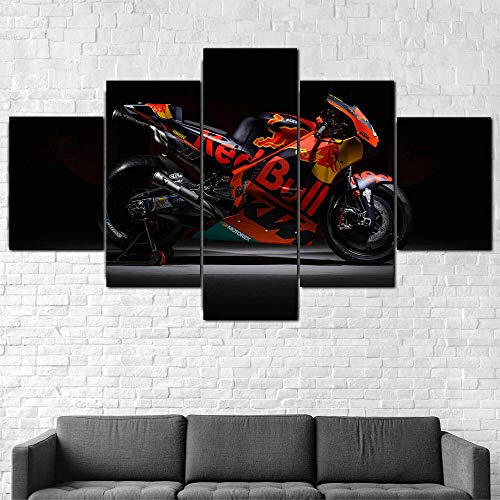 104Tdfc 5 Bilder Leinwanddrucke wandbild 5 teilig Leinwandbild Geschenk Motogp Racing Bike Red Bull 200X100cm 5 TLG Kunstdrucke Skulpturen Küche Haushalt Möbel Wohnaccessoires von 104Tdfc