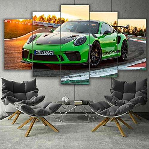 104Tdfc 5 Bilder Leinwanddrucke wandbild 5 teilig Leinwandbild Geschenk Porsch Racing Sports Car 200X100cm 5 TLG Kunstdrucke Skulpturen Küche Haushalt Möbel Wohnaccessoires von 104Tdfc