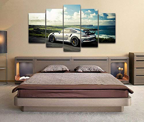 104Tdfc 5 Teilig Leinwanddrucke,Modulare Wandkunst Wandaufkleber Porsch 911 Gt3 Rs Supersportwagen 5 Teiliges Bilder 150X80Cm Vlies Leinwandbild von 104Tdfc