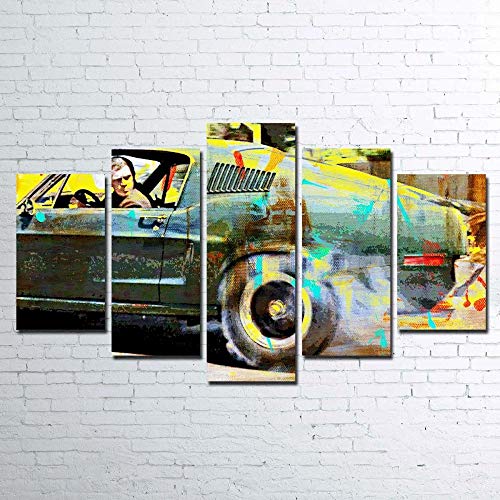 104Tdfc Bilder XXL 5 Teile wandbild leinwand Kunstdrucke leinwandbilder Bullitt-Burnout 5 TLG Creative Gift Poster Artwork Leinwandbilder für Wohnkultur von 104Tdfc