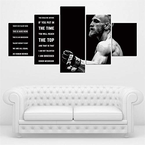 104Tdfc Bilder XXL 5 Teile wandbild leinwandbilder Kunstdrucke Conor McGregor Berühmte Person Schwarz XXL 5 Teiliges Wandbild Mit Rahmen Größe 150x80CM Leinwandbild Wandbilder Cadeau d'Halloween von 104Tdfc