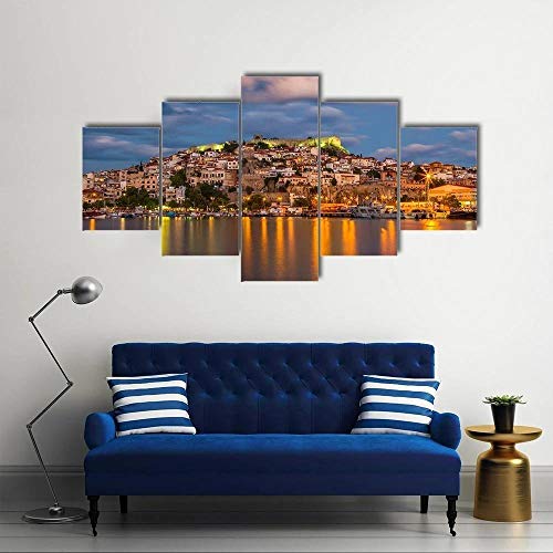 104Tdfc Bilder leinwandbilder 5 teilig Malerei Stadt Kavala Wandbild 5 teilig Leinwand Bilder Moderne Wandbilder XXL Wohnzimmer Wohnkultur 150X80Cm Rahmen von 104Tdfc