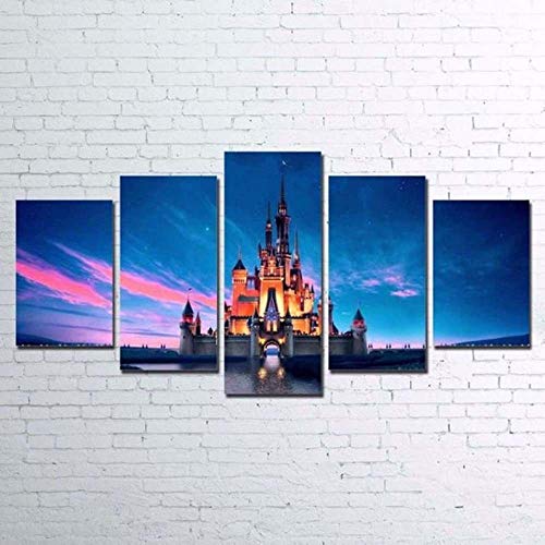 104Tdfc Disney World Magisches Königreich 5 Teilig Leinwanddrucke,Modulare Wandkunst Wandaufkleber,5 Teiliges Bilder 150X80Cm Vlies Leinwandbild von 104Tdfc