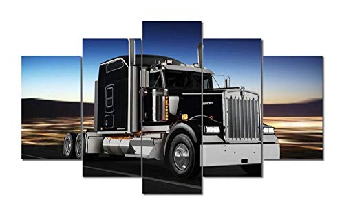 104Tdfc Kenworth Truck Druck Leinwandbild - 5 Teile - Bilder, Wandbilder, Kunstdruck XXL Mit Rahmen Vlies Leinwanddrucke 5 teilige Leinwandbilder von 104Tdfc