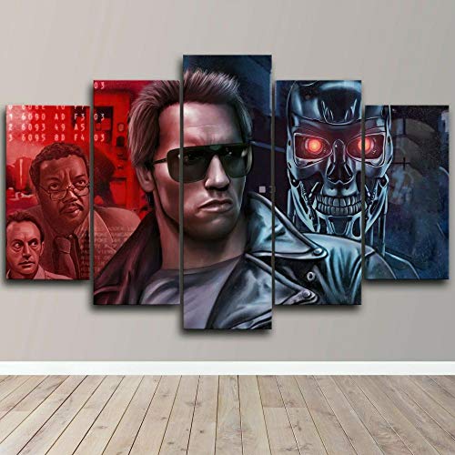 104Tdfc Leinwand Bilder 5 Teilig Kunstdruck Modern Wandbilder Terminator Arnold Leinwand Bild Format Wandbilder Wohnzimmer Wohnung Deko Kunstdrucke 5 Teilig von 104Tdfc