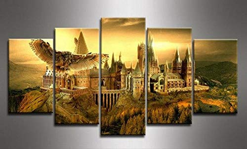 104Tdfc Leinwandbild 5 Teile Bilder Harry Movies Hogwarts 5 teilige Wandbilder Wandbilder Kunstdruck 150X80cm Mit Rahmen Vlies Leinwanddrucke Leinwandbilder Cadeau d'Halloween von 104Tdfc