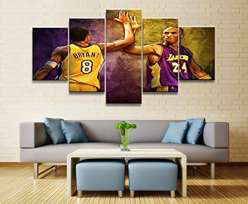 104Tdfc Leinwandbild 5 Teile Bilder Kobe Bryant Black Mamba NBA LA Basketball Star 5 teilige Wandbilder Wandbilder Kunstdruck 150X80cm Mit Rahmen Vlies Leinwanddrucke Leinwandbilder Cadeau von 104Tdfc