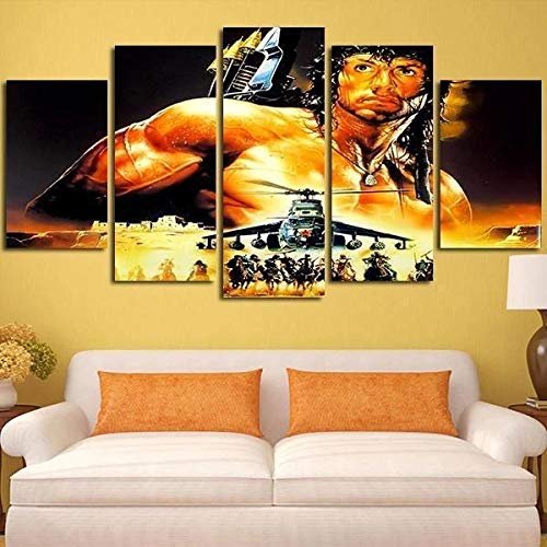 104Tdfc Leinwandbild 5 Teile Bilder Rambo III 5 teilige Wandbilder Wandbilder Kunstdruck 150X80cm Mit Rahmen Vlies Leinwanddrucke Leinwandbilder Cadeau d'Halloween von 104Tdfc