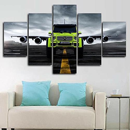 104Tdfc Modernes Bild 5 teilig Bilder Puzzle Mercede-Benz G-Klasse Amg Flugzeug 3D Bilder Abstrakt 5 Teilig Wandbild 200x100cm Leinwandbild 5 TLG Kunstdruck Wandbilder Poster Wanddekoration von 104Tdfc