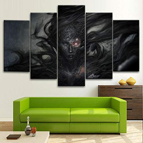 104Tdfc Puzzle 5 teilig Bilder wandbild 200x100CM Cadeau d' Gothic Demon Girl Fantasy Modulare Wandkunst Wandaufkleber Teiliges Vlies Leinwandbild Dekoration von 104Tdfc