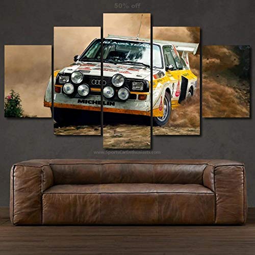 3D Bilder Leinwandbilder 5 Teile XXL Audcar S1 ​​Quattro 5 Teilig Bilder - Leinwand Bilder - Wandbilder XXL - Kunstdruck auf Leinwand - Wandkunst - für Zuhause Büro von 104Tdfc