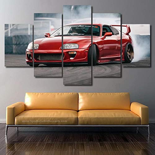 104Tdfc 3D Bilder Leinwandbilder 5 Teile XXL Toyotcar Supra 5 Teilig Bilder - Leinwand Bilder - Wandbilder XXL - Kunstdruck auf Leinwand - Wandkunst - für Zuhause Büro von 104Tdfc