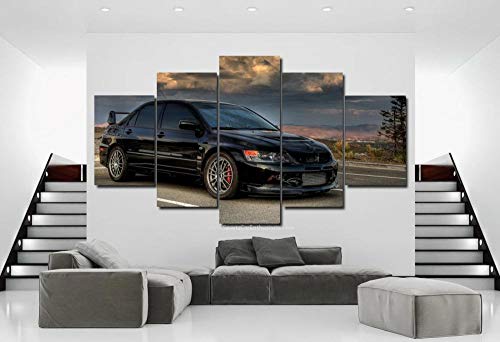 Bilder Vlies Leinwandbild 5 TLG Kunstdruck Leinwandbilder 5-teilig Bilder auf Leinwand Mitsubish EVO 8 Modern Wandbilder XXL Wanddekor Design Wand Bild von 104Tdfc