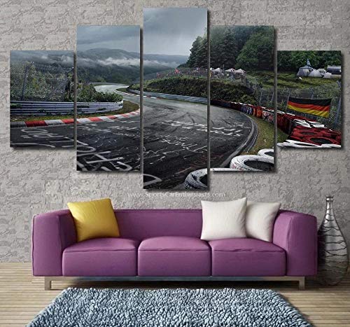 104Tdfc Bilder Vlies Leinwandbild 5 TLG Kunstdruck Leinwandbilder 5-teilig Bilder auf Leinwand Nürburgring Modern Wandbilder XXL Wanddekor Design Wand Bild von 104Tdfc