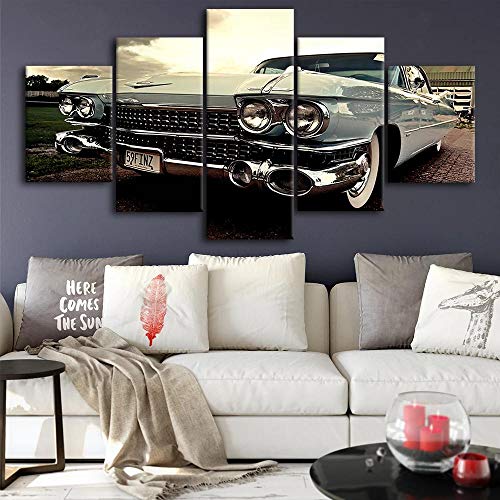 Bilder XXL 5 Teile wandbild leinwandbilder Kunstdrucke Cadillac-Oldtimer XXL 5 Teiliges Wandbild Mit Rahmen Größe 100x55CM Leinwandbild Wandbilder Cadeau d'Halloween von 104Tdfc