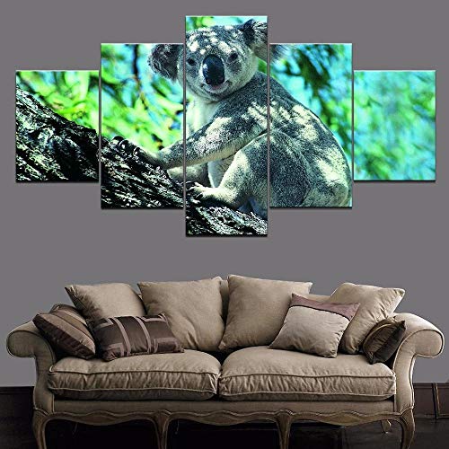 Bilder XXL 5 Teile wandbild leinwandbilder Kunstdrucke Koala Tier XXL 5 Teiliges Wandbild Mit Rahmen Größe 100x55CM Leinwandbild Wandbilder Cadeau von 104Tdfc