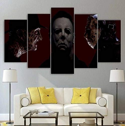 Bilder XXL 5 Teile wandbild leinwandbilder Kunstdrucke Michael Myers Horror-Schurken XXL 5 Teiliges Wandbild Mit Rahmen Größe 100x55CM Leinwandbild Wandbilder Cadeau von 104Tdfc