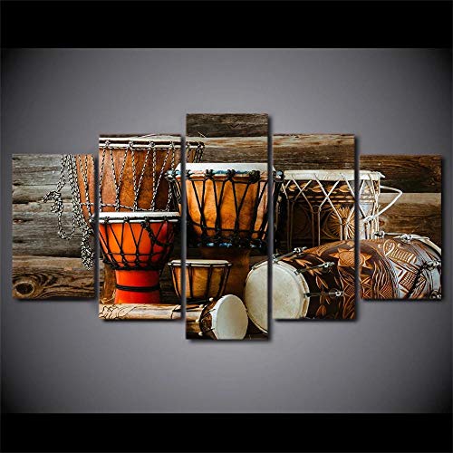 DIY 5 Teilige Leinwandbilder Painting Kunstdruck Musikinstrument Schlagzeug Bilder auf Leinwand 5 Teile Leinwanddrucke Wohnzimmer Wohnkultur 100X55Cm Geschenk von 104Tdfc