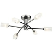 Dar Lighting - dar morgan - Semi Flush Deckenleuchte Light Black Chrome, 6x G9 von DAR LIGHTING