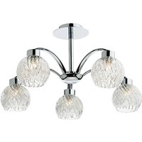 Dar Lighting - dar yasmin - Semi Flush Deckenleuchte Licht poliert Chrom, 5x G9 von DAR LIGHTING