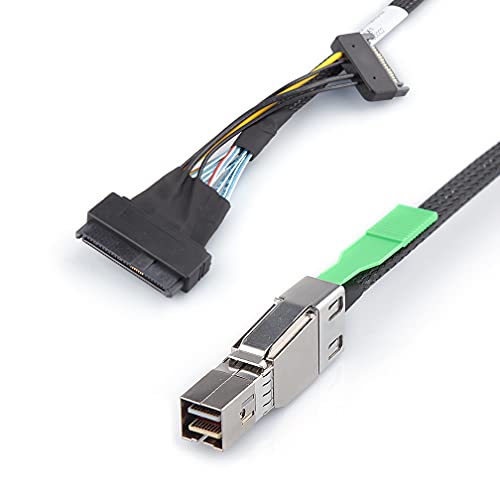 10Gtek® Mini SAS SFF-8644 to U.2 SFF-8639 NVMe SSD Cable with 15P SATA Power Cable, External 26Pin to Internal SAS Cable for DataCenter, Servers, Workstations and Desktops, 100-Ohm, 0.5-Meter(1.6-ft) von 10Gtek