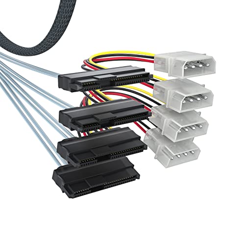 10Gtek® MiniSAS SFF-8643 zu 4X SFF-8482 Kabel, w/Power, 1-Meter(3.3-ft) von 10Gtek