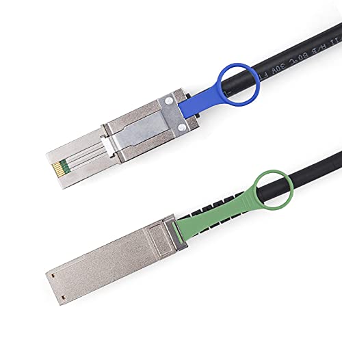 10Gtek® QSFP (SFF-8436) zu MiniSAS HD SFF-8088 DDR Hybrid SAS Kabel, External Mini SAS Kupfer Passive Cable for NetApp, 100-Ohm, 30AWG, 0.5-Meter(1.65-ft) von 10Gtek