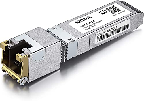 10Gtek 1.25/2.5/5/10GBase-T SFP+ RJ-45 CAT.6a Kupfer Transceiver 30-Meter, Auto-Negotiation SFP+ Ethernet Modul, Kompatibel für Cisco, Ubiquiti UniFi, Netgear, MikroTik and More von 10Gtek