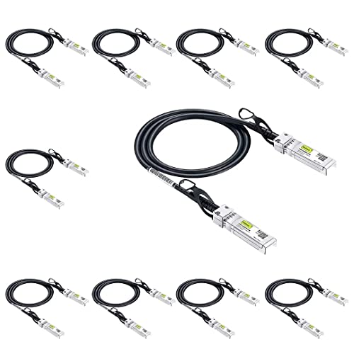 10Gtek [10 Stück] Ubiquiti UniFi SFP+ to SFP+ Kabel 0.5-Meter(1.65ft), 10GBASE-CU SFP+ Direct Attach Copper(DAC) Twinax Kabel, Passiv von 10Gtek