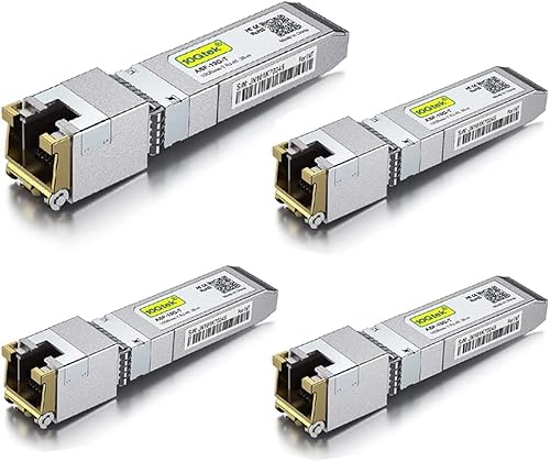 10Gtek 4-Stück 80-Meter 10G SFP+ auf RJ45 Modul, 10GBase-T Kupfer CAT.6a Transceiver Kompatibel für Cisco SFP-10G-T-80, Ubiquiti UniFi, MikroTik, Netgear, TP-Link, D-Link and More 10Gtek 4-Stück 80-Meter 10G SFP+ auf RJ45 Modul, 10GBase-T Kupfer CAT.6a Transceiver Kompatibel für Cisco SFP-10G-T-80, Ubiquiti UniFi, MikroTik, Netgear, TP-Link, D-Link and More von 10Gtek