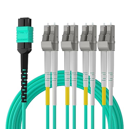 10Gtek Fiber Optic Cable Patch Cord - MPO to 8X LC Fanout Fiber Jumper Cable, OM3 MMF 8-core Fiber, Application for QSFP+Transceiver, 10-Meter(33-ft), Breakout 0.5m von 10Gtek