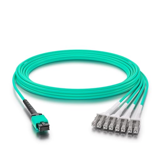 10Gtek Fiber Optic Cable Patch Cord - MPO to 8X LC Uniboot Fanout Fiber Jumper Cable, OM3 MMF 8-core Fiber, Application for QSFP+Transceiver, 3m(9.8ft) von 10Gtek