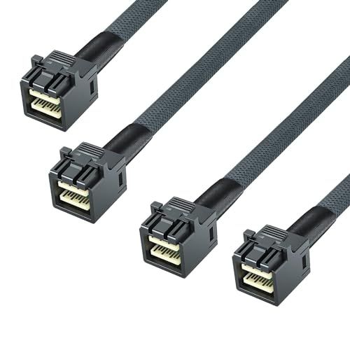 10Gtek® [2 Stück 12G Internal Mini SAS HD SFF-8643 zu SFF-8643 Kabel, with Sideband, 100-Ohm, 0.8-Meter(2.64-ft) von 10Gtek