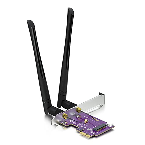10Gtek PCIE X1 to M.2/NGFF (A+E Key) WiFi Bluetooth Wireless Module Adapter Card with Dual-Band 2.4 & 5G 2X 5dBi Antenna von 10Gtek