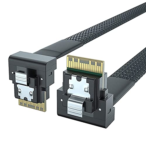 24G Internal SlimSAS SFF-8654 to SFF-8654 4i cable, Right Angle, SAS 4.0, 0.5-m, 100ohm von 10Gtek