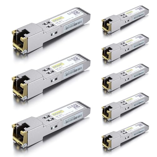 [8 Pack] 1G SFP to RJ45 Mini-Gbic Module 100-meter, 1000Base-T Copper Transceiver Compatible for Cisco GLC-T/SFP-GE-T, Meraki, Ubiquiti UniFi UF-RJ45-1G, Netgear, Zyxel, D-Link, TP-Link and more von 10Gtek