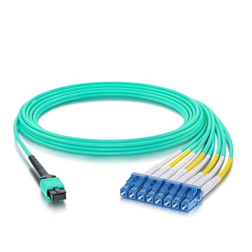Fiber Patch Cable - MTP to 8xLC OM3 8-core (Breakout=25m) Fiber for 40G/100G QSFP Transceiver, 30m(100-ft) von 10Gtek