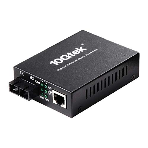 Gigabit Ethernet Fiber Media Converter with a Built-in 1Gb Multimode SC Transceiver, 10/100/1000M RJ45 to 1000Base-SX, up to 550m, with a British Power Adapter, MEHRWEG von 10Gtek