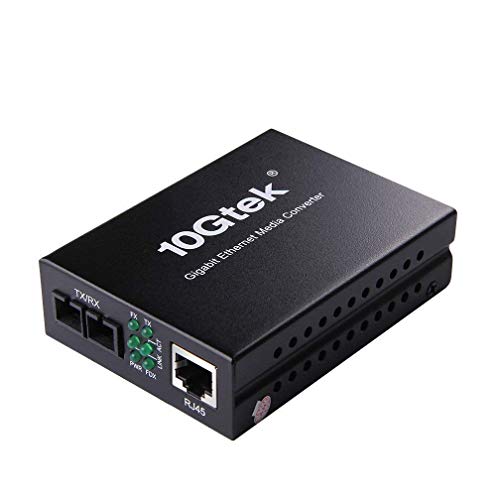 10Gtek® Gigabit Ethernet Medienkonverter, mit Built-in 1Gb Single-Mode SC Transceiver, Single-Mode Dual SC Faser Connector, 1310nm, 20km von 10Gtek