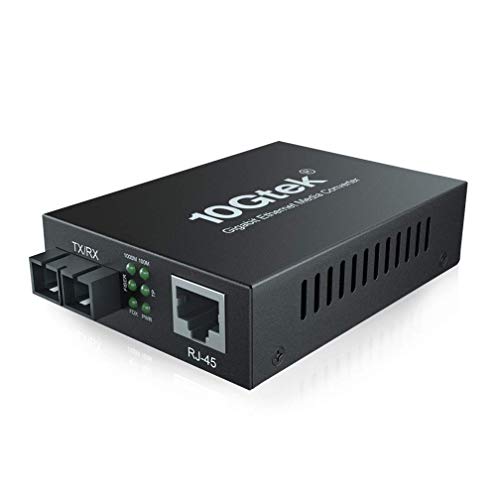 10Gtek® Gigabit Ethernet Medienkonverter, mit Built-in 1Gb Multi-Mode SC Transceiver, Multi-Mode Dual SC Faser Connector, 1310nm, 2km von 10Gtek