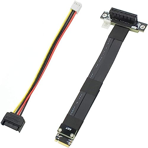 M.2 NGFF NVMe M Key to PCIE 3.0 4X Extension Cable Extender Riser Cable, Black, Straight to Right Angle, 90 Degree Cable, 200mm von 10Gtek