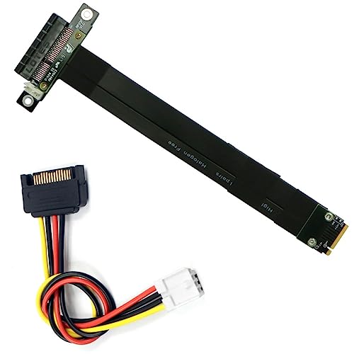 M.2 NGFF NVMe M Key to PCIE 3.0 4X Extension Cable Extender Riser Cable, Black, Straight to Straight, 180 Degree Cable, 200mm von 10Gtek