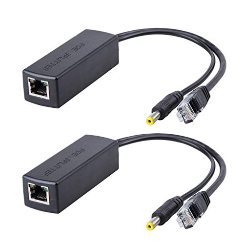 [2 Stück] Poe-Splitter 10/100 Mbit/s 12 V/1 A, 5.5 x 2.1 mm DC, IEEE 802.3af-konform für CCTV-Kamera von 10Gtek
