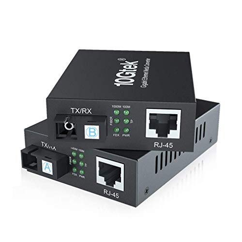 10Gtek® EIN Paar Gigabit Ethernet Medienkonverter, mit Built-in 1Gb Bidi Single-Mode SC Transceiver, Single-Mode Single SC Faser Connector, 1310nm, 40km von 10Gtek