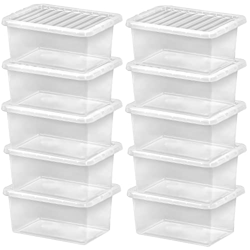 10x Aufbewahrungsbox mit Deckel 11 Liter - 36x25x17cm - transparent - stapelbar von #11