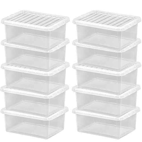 10x Aufbewahrungsbox mit Deckel 17 Liter - 42x33x17cm - transparent - stapelbar von #11